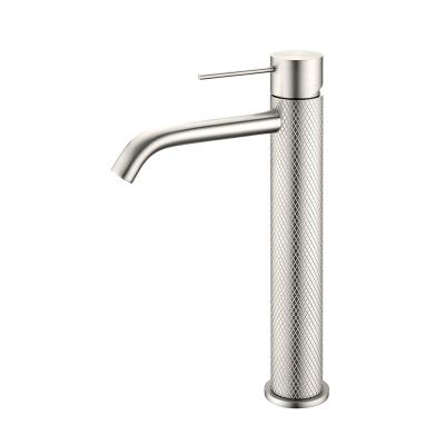 China Metered Faucets Brushed Nickel Luxury Modern Simple Large Solid Brass Water Taps Nickel Brushed Sinks Bathroom Faucet Mixer Manufacturer for sale