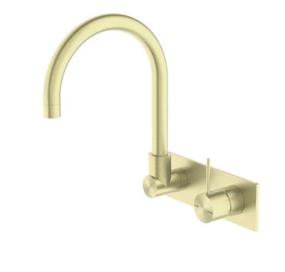 China Full Sense Faucets 2022 New Style Brushed Gold Faucet Lead Free Brass Kitchen Sink Mixer Wall Mounted Faucet for sale