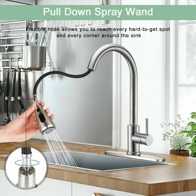 China Sense Faucets 2022 304 Modern Stainless Steel Health Brass 360 Degree Pull Down Spray Kitchen Sink Mixers Faucet for sale