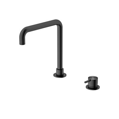 China New Product Water-saving Gunmetal Gray Brass Body Lead Free Metered Deck Mounted Basin Faucet Mixer Taps for sale