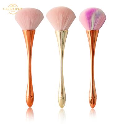 China Angular Blush Small Size Gold Silver Colored Synthetic Hair Satin Single Profesional Blush Powder Makeup Brush for sale