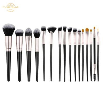 China Angular Blush Beauty 16pcs Black White Hot Sale Round Plastic Synthetic Hair Handle Eyeshadow Makeup Brush Set Wholesale for sale