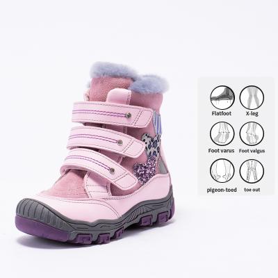 China Princepard Printed Multicolor Boots for Girls Orthopedic Genuine Leather Kids Natural Fur Boots Size 21-36 for sale