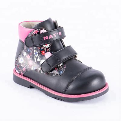 China Leather winter children orthopedic ankle boots with natural fur for lovely girls for sale