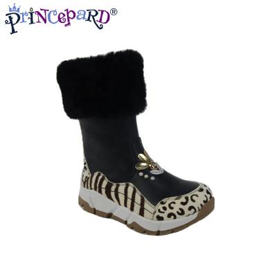 China Anti-slippery accept new customization kids girls warm high fur boots with zipper for winter and spring for sale