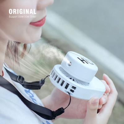 China New Arrival Factory OEM Water Spray Mist Fan Neck Battery Handheld Desktop Hanging Fan with Air Cooling for Outdoor Travel for sale