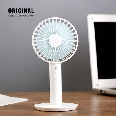 China Small Cooling Electric Desk Held USB Mini Fans Portable Hand Held Fan Table Rechargeable Handle Holder with Led Light for sale