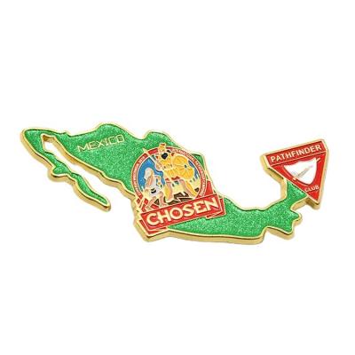 China Custom Europe Clean Logo Glitter Soft Enamel Metal Pathfinder Lapel Pin / Badge Wholesale for sale