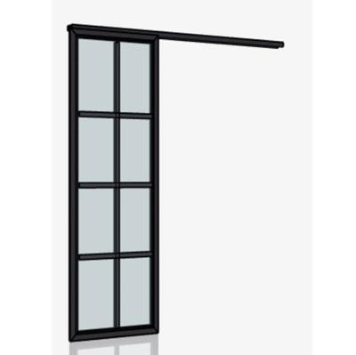 China Durable Soundproof Movable Partition Wheel Steerable Hanging Waterproof Aluminum Glass Barn Door for sale