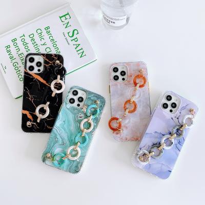 China IMD For iphone 13 Pro Max Marble Phone Case With Chain Luxury Cases For iphone 12 pro for sale