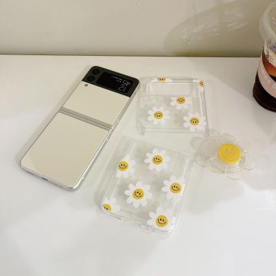 China Flower PC Phone Case With Holder For Samsung Z Flip 3 Case for sale