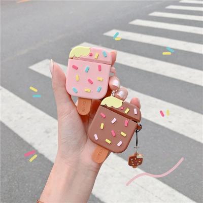 China Fanshion ice cream for airpods case silicon creative cute for airpod 3d case keychina for girly airpod case for sale