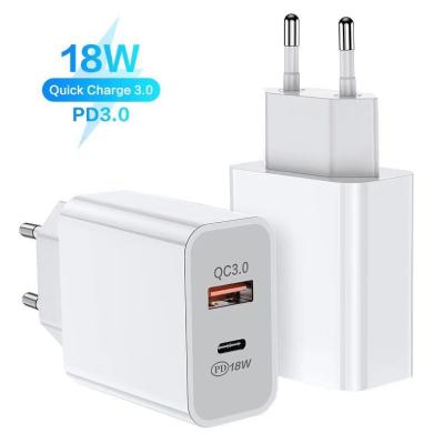 China With Led Lightweight 18W PD Charger 3.0 USB Wall Fast Charger For iPhone QC3.0 Charger for sale