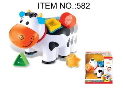 China Toddler B / O Cow W / Shape Sorter Blocks Infant Baby Toys Educational 5 Pcs Playset for sale