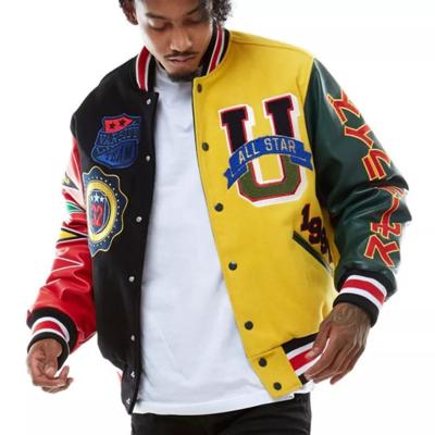 China Wholesale Fashion Mens Regular Fashion Chenille Embroidery Bomber Flight Baseball Letterman Varsity Jacket for sale