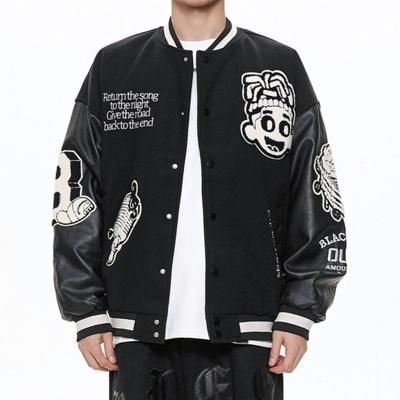 China OEM Fashion Regular Wholesale Patch Unisex Letterman Hiphop Flight Bomber Street Wear Plus Size Varsity Jacket Custom for sale