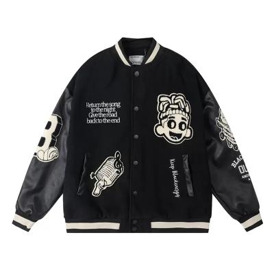 China New Fashion OEM Regular Wholesale Embroidery Patches Wool Leather Sleeves Mens Bomber Baseball Jacket Custom Letterman Jacket for sale