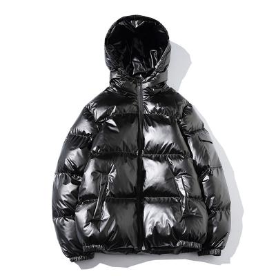 China Waterproof 2022 wholesale shiny warm thicken hooded duck down coat winter men's shiny down coated stripper jackets for sale