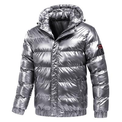 China OEM Waterproof Custom Printed Outdoor Male Padded Down Jacket Shiny Coated Bubble Winter Warm Stripper Down Jacket Man for sale