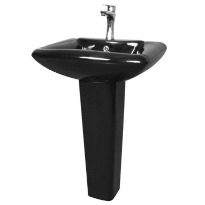 China Easy Clean Best selling customized Senior hotel sanitary ware black ceramic solid surface pedestal basin for sale