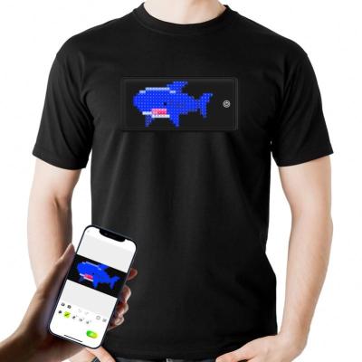 China Programmable Text And Graphic Programmable Led T-shirt DJ LED T-shirt Built-in Battery Scrolling Text Animation Message Matrix Display for sale