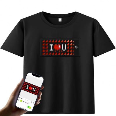 China Fashion Unisex T Shirts With Christmas 100% Black Flashing Unisex Birthday Boys T Shirts RGB Shirt LED Screen App Programmable Glow Cotton Shirts for sale