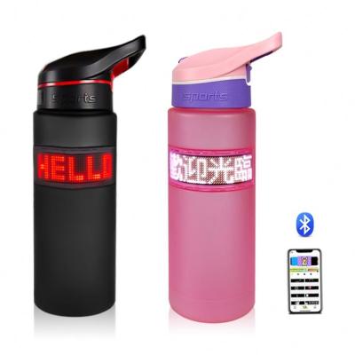 China New Viable Design Personalized Water Bottle With Flashing LED Lights USB Rechargeable Scrolling Portable Messages Tea Water Cup for sale