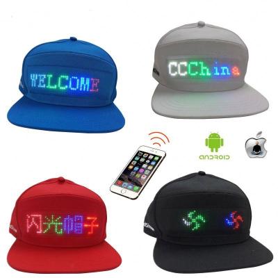 China breathable & USB LED Cap 12*48 Waterproof Pixels LED Cap USB Rechargeable Digital Flashing Bright Light Scrolling Message LED Caps for sale