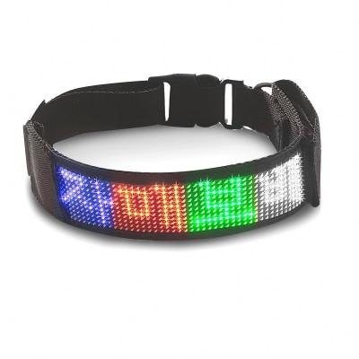 China Light Up USB Rechargeable With Water Resistant Flashing Light Collar Pet App Controlled Scroll Message Safety LED Dog Collar for sale