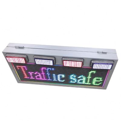 China 24V Outdoor Engineering Vehicles LED Warning Message Display with Warn Red Blue LED Lights Exterior Waterproof Scrolling Message Board for sale