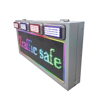 China Outdoor Waterproof LED Vehicles Screen Scrolling Message LED Display with Flashing Lights Outdoor APP Programmable LED Warning Display Panel for sale