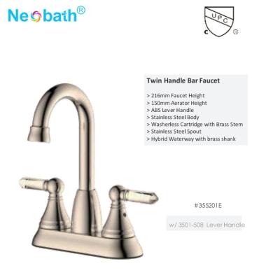 China Faucets Stainless Steel Body Dual Handle UPC Water Bathroom Basin Faucet Metered Mixer Tap for sale