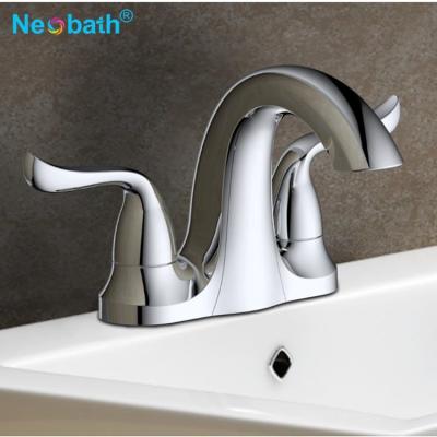 China Metered Faucets CUPC Certification Hybrid Waterway Zinc Lever Two Handle Bathroom Sink Mixer Tap With Bass Shank for sale