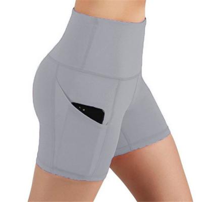 China 2020 Fashion Women's Breathable High Waist Workout Fitness Shorts Yoga With Pocket Gym Sportswear Yoga Running Shorts For Women for sale