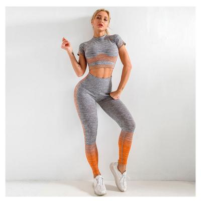 China 2020 Breathable Hot Selling 2pcs Breathable Set Women Yoga Sets Sport Outdoor GYM High Waist Seamless Workout Yoga Sets Fitness for sale