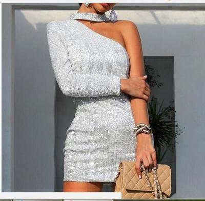 China 2020 spring new fashion style high waist women's sexy dress anti-static shiny wire thin strapless for sale