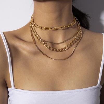 China Fashion Acrylic Wholesale Charm Multi Layer 4 Chocker Gold Plated Necklace For Women Ladies for sale