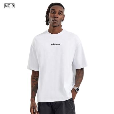 China Anti-wrinkle 2022 new trend men's loose T-shirts fashion short sleeve cotton round neck tee white black white streetwear for sale