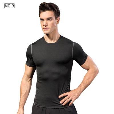 China 2022New Anti-Wrinkle Style Men's O-Neck Workout Tight-Fitting Clothes Running Tracksuit Short Sleeve Stretch Quick-Dry T-Shirt for sale