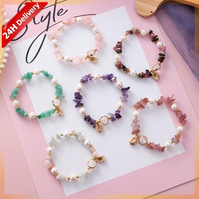 China Natural FASHIONABLE Crystal Beads Bracelet HOVANCI Stone Crystal Jewelry Irregular Shell Bead Bracelets for sale