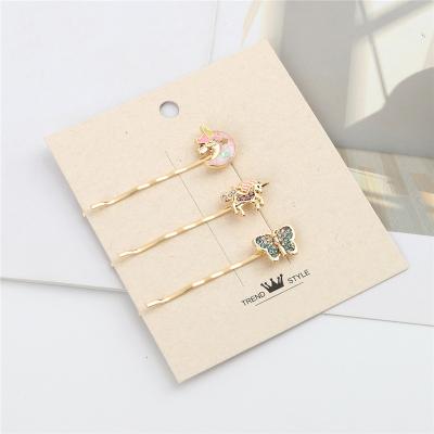 China HOVANCI Alloy Baby Unicorn Butterfly Dolphin Soft Kids Hair Accessories Hairpins For Kids Cute Rhinestone Baby Hair Clips for sale