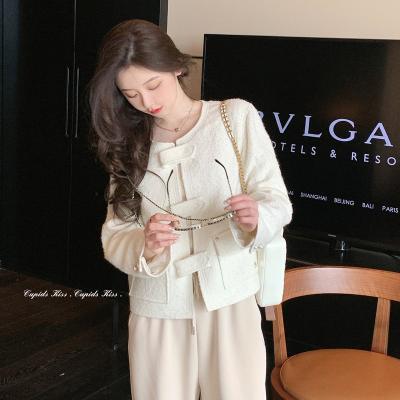 China Anti-wrinkle CSK Fragrance Small Fumei Fumei White Coat First Autumn Short Top Female Circle Buckle High Quality High Grade for sale