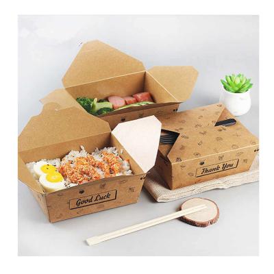 China Handmade Biodegradable Disposable Custom Printed Kraft Food Container Chicken Take Out Food Boxes for sale