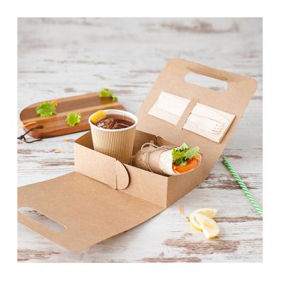 China Handmade Biodegradable Disposable Custom Printed Kraft Food Container Take Out Fast Food Paper Boxes for sale