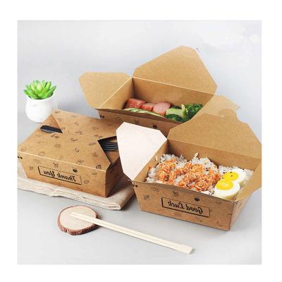 China Handmade Biodegradable Disposable Custom Printed Kraft Food Container Packaging Paper Box Food for sale