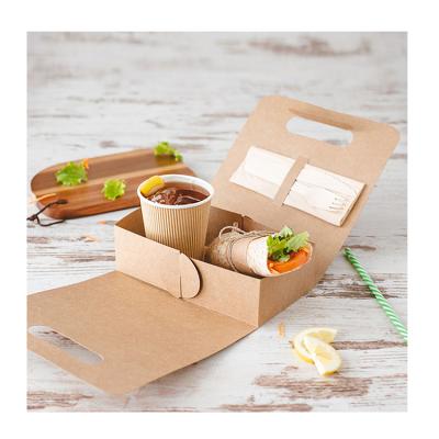 China Handmade Biodegradable Disposable Custom Printed Kraft Paper Food Container Food Box With Lid for sale