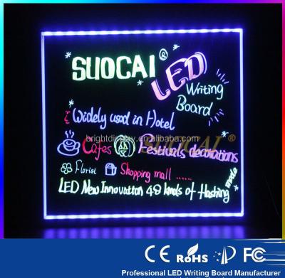 China LED light glass writing board for advertising with CE and Rosh certificate. for sale