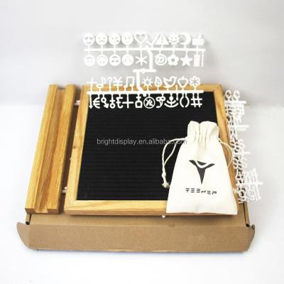 China 10 x 10 Inch Oak Wood Frame Movable Double Sided Changeable Felt Letter Board for sale