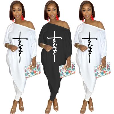 China Fall QUICK DRY QUICK DRY 2 Piece Women Sets Drop Shoulder T-Shirts Tracksuits Sports Faith Gear Winter Two Piece Sets For Women for sale