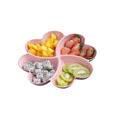 China New Sustainable Wheat Straw Dish, Creative Fruit Container Shape Petal Shape Candy Environmentally Friendly BPA Free Dishes for sale